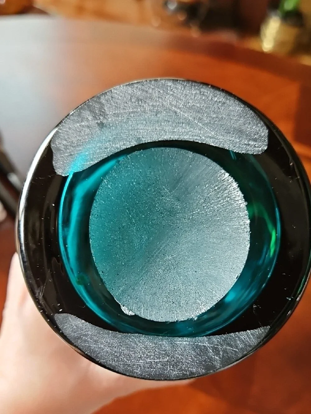 Teal Turquoise Indented Art Glass 